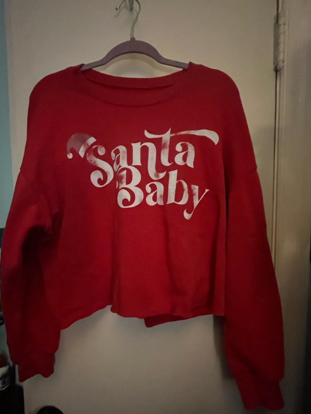 Grayson Threads Red 'Santa Baby' Crop Pullover Sweatshirt